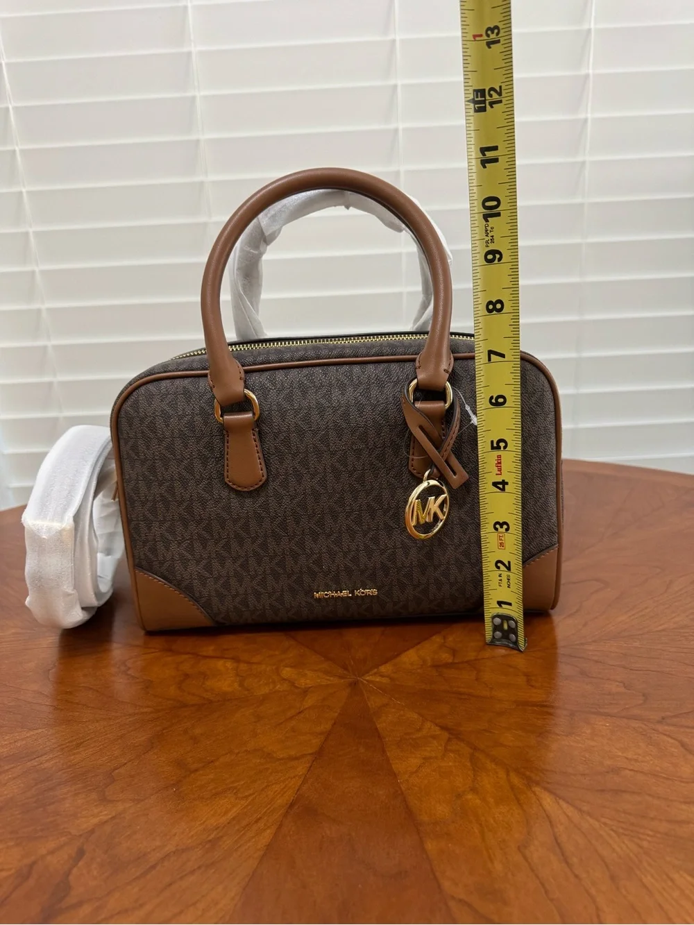 Michael Kors Brown Logo Satchel with Gold Accent